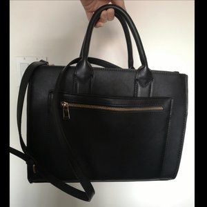 Mango black leather handbag crossbody